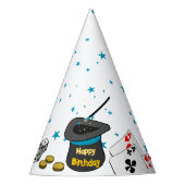 Happy Birthday Magic Show Schwarz-weiß Blue Kids Partyhütchen (Vorderseite)