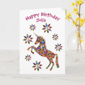 Happy Birthday Magical Unicorn Blume Kind Custom Karte (Gelbe Blume)
