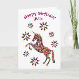 Happy Birthday Magical Unicorn Blume Kind Custom Karte