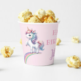 Happy Birthday Magical Unicorn und Rainbow Pappbecher