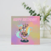 Happy Birthday Magical wolf Karte (Stehend Vorderseite)