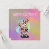 Happy Birthday Magical wolf Karte (Vorderseite/Rückseite Beispiel)