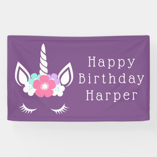 Happy Birthday | Magisches Einhorn Banner (Horizontal)