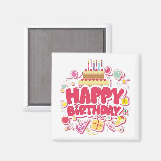 Happy Birthday Magnet (Vorderseite/Rückseite)