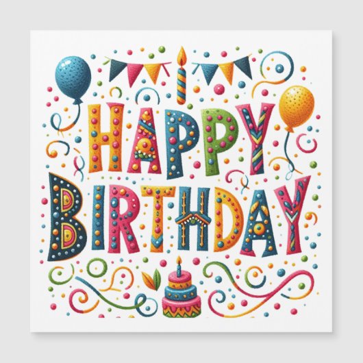 Happy Birthday Magnetkarte (Vorderseite)
