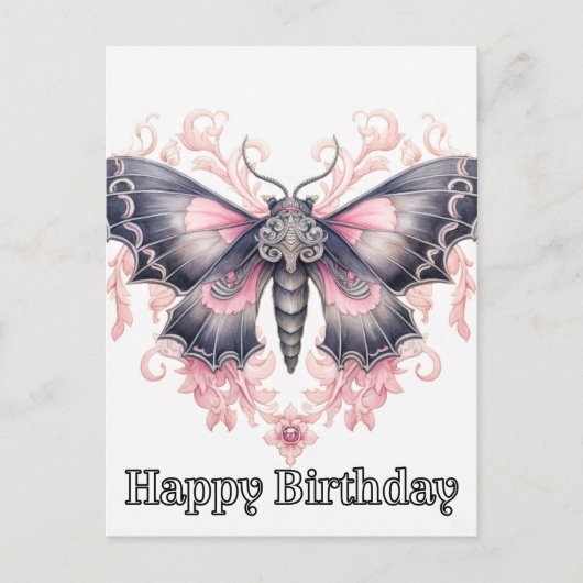 Happy Birthday Majestic Butterfly Illustration Postkarte (Vorderseite)