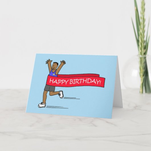 Happy Birthday Male Runner Cartoon Karte (Vorderseite)