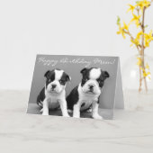 Happy Birthday Mama Boston Terrier Welpen Card Karte (Gelbe Blume)