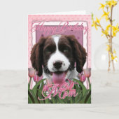 Happy Birthday Mama - English Springer Spaniel Karte (Gelbe Blume)