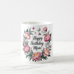 Happy Birthday Mama Floral Design Kaffeetasse
