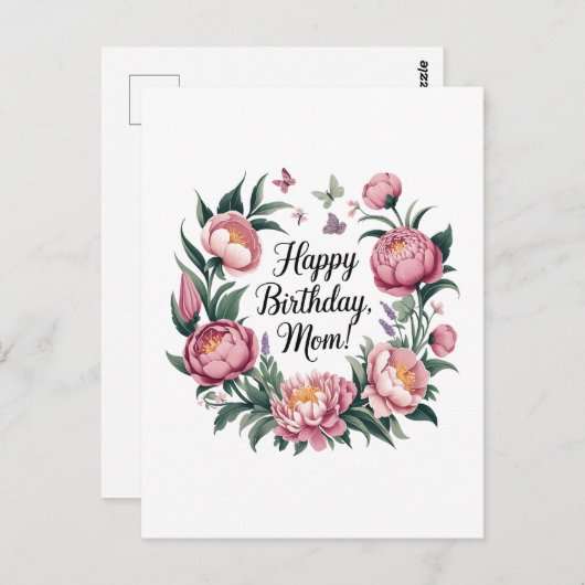 Happy Birthday Mama Floral Design Postkarte (Vorne/Hinten)
