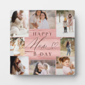 Happy Birthday Mama Foto Collage Pink Woodgrain Fotoplatte (Vorderseite)