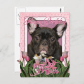 Happy Birthday Mama - French Bulldog - Aquamarin Postkarte (Vorne/Hinten)