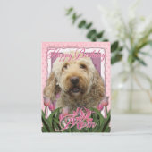 Happy Birthday Mama - Goldendoodle Postkarte (Stehend Vorderseite)