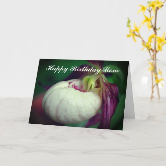 Happy Birthday Mama Lady Slipper Orchid Card Karte (Gelbe Blume)