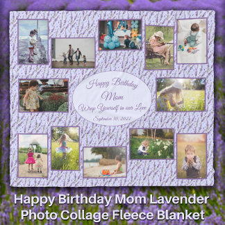 Happy Birthday Mama Lavender Foto Collage Fleecedecke