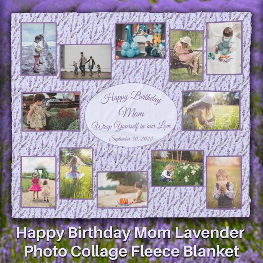 Happy Birthday Mama Lavender Foto Collage Fleecedecke