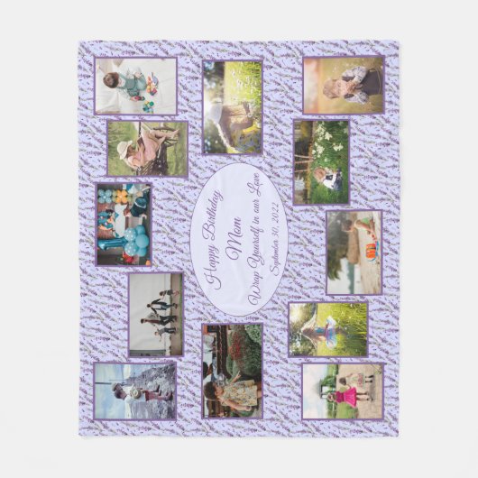 Happy Birthday Mama Lavender Foto Collage Fleecedecke (Vorderseite)