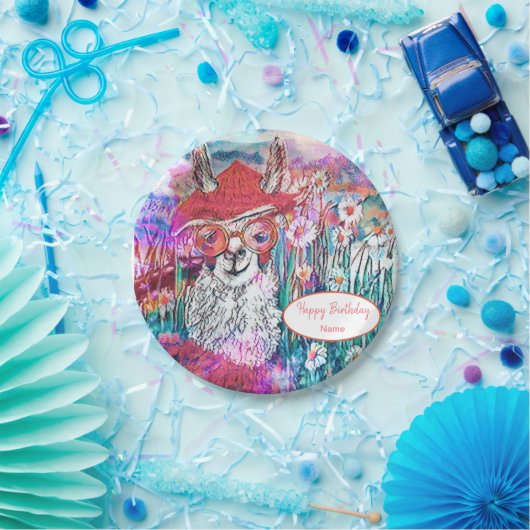 Happy Birthday Mama Llama anpassen Pappteller (Party)