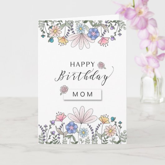 Happy Birthday MAMA mit Watercolor Blume Karte (Orchidee)