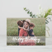 Happy Birthday Mama | Moderne Script Foto Card (Stehend Vorderseite)