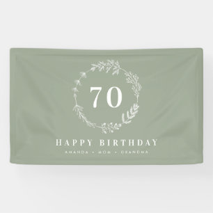 Happy Birthday Mama Oma Sage Green Foliage Banner