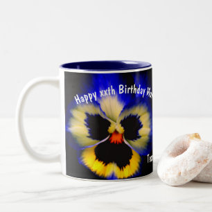 Happy Birthday Mama Pansy Blume Personalisiert Zweifarbige Tasse