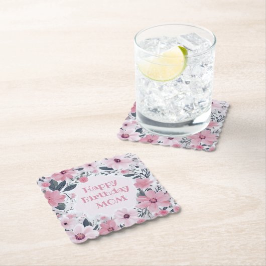 Happy Birthday Mama Pastel Pink Blume | Floral Untersetzer (Vor Ort)