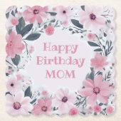Happy Birthday Mama Pastel Pink Blume | Floral Untersetzer (Vorderseite)