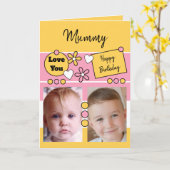 Happy Birthday Mama pink gelb mit Foto Card Karte (Gelbe Blume)