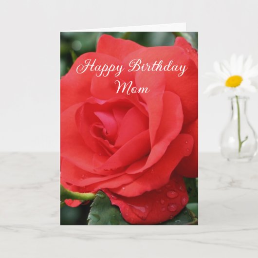 Happy Birthday Mama Rote Rose Blume Karte (Kleine Pflanze)