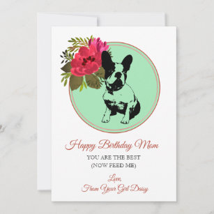 Happy Birthday Mama vom Hund Französisch Bulldog Feiertagskarte