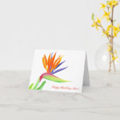 Happy Birthday Mama Watercolor Bird of Paradise Karte (Gelbe Blume)