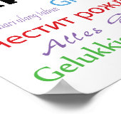 Happy Birthday many Languages Colorful Typografy Poster (Ecke)