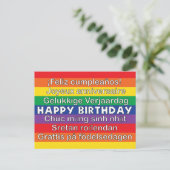 Happy Birthday Many Languages Rainbow Stripes Postkarte (Stehend Vorderseite)