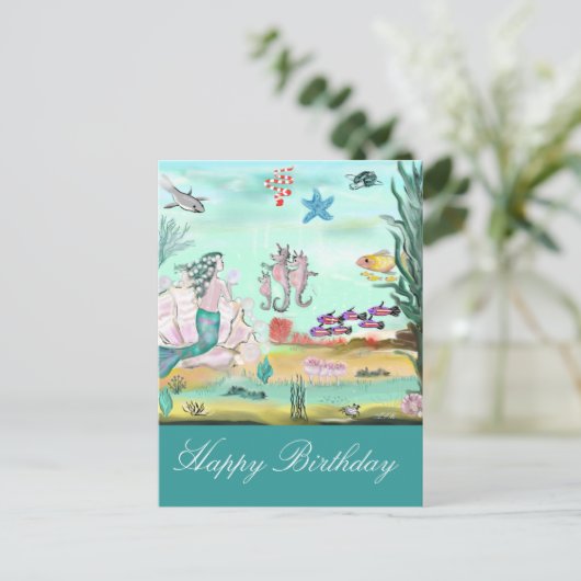 Happy Birthday Märchen Postkarte (Stehend Vorderseite)