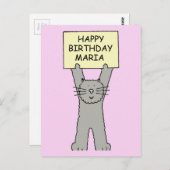 Happy Birthday Maria Cartoon Cat Postkarte (Vorne/Hinten)