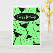 Happy Birthday Martini in grün Karte (Gelbe Blume)