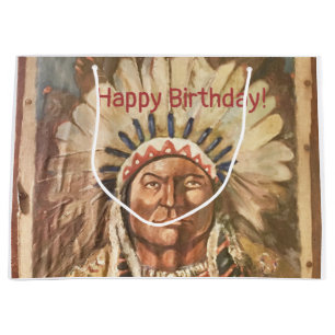 Happy Birthday Masculine Sitting Bull Große Geschenktüte