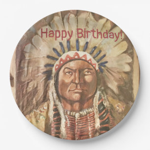 Happy Birthday Masculine Sitting Bull Pappteller