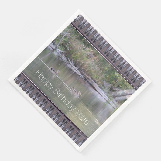 Happy Birthday Mate Designer Duck Paper Napkins Serviette (Ecke)