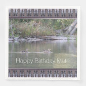 Happy Birthday Mate Designer Duck Paper Napkins Serviette (Vorderseite)