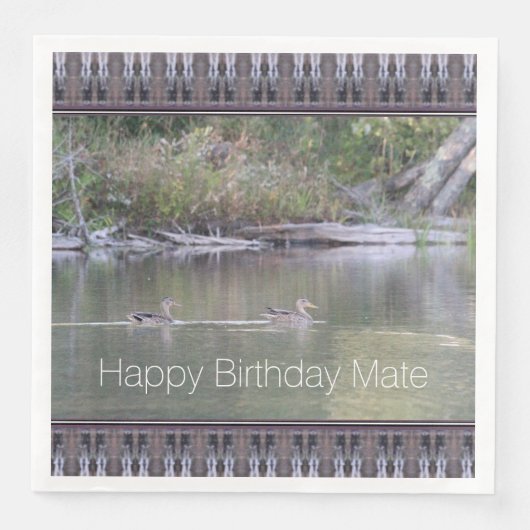 Happy Birthday Mate Designer Duck Paper Napkins Serviette (Vorderseite)