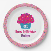 Happy Birthday Mattiert Cupcake Rainbow Sprinkles Pappteller (Vorderseite)