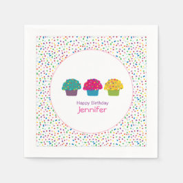 Happy Birthday Mattiert Sprinkle Cupcake Serviette