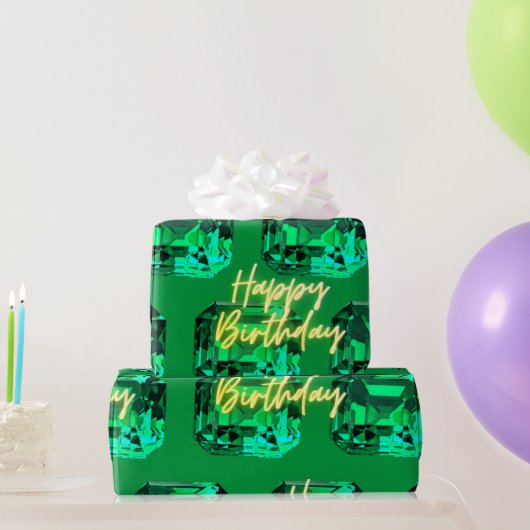 Happy Birthday May Birthstone Emerald Geschenkpapier (Partygeschenke)