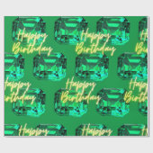 Happy Birthday May Birthstone Emerald Geschenkpapier (Flach)