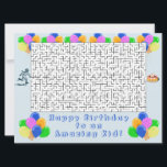Happy Birthday Maze und Balloons Phantastisch Kid<br><div class="desc">Wünschen Sie einen guten Geburtstag mit einem Maze auf einer hellblauen Geburtstagskarte. Am Eingang des Maze befindet sich ein zeichn eines Jungen mit einer Geburtstagskarte am Ende des Mazes. Der Gruß lautet "Herzlichen Glückwunsch zum Geburtstag eines Phantastischen Kindes! Auf der Karte stehen mehrere blaue, grüne, gelbe, rosa und orangefarbene Ballons....</div>