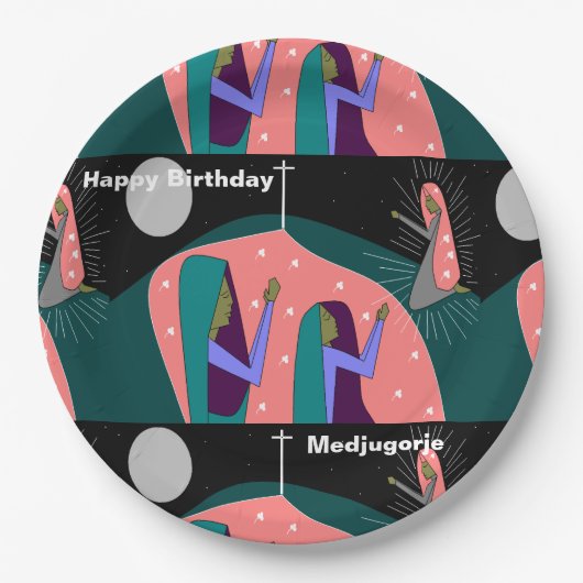 Happy Birthday Medjugorje Pappteller (Vorderseite)