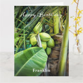 Happy Birthday Men Coconuts Bäume Tropical Big Karte (Gelbe Blume)